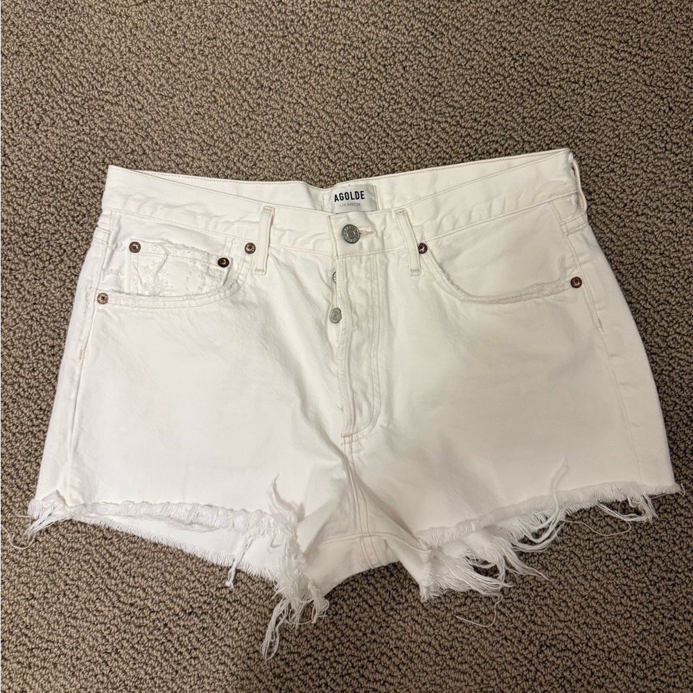 Agolde White Jean Shorts